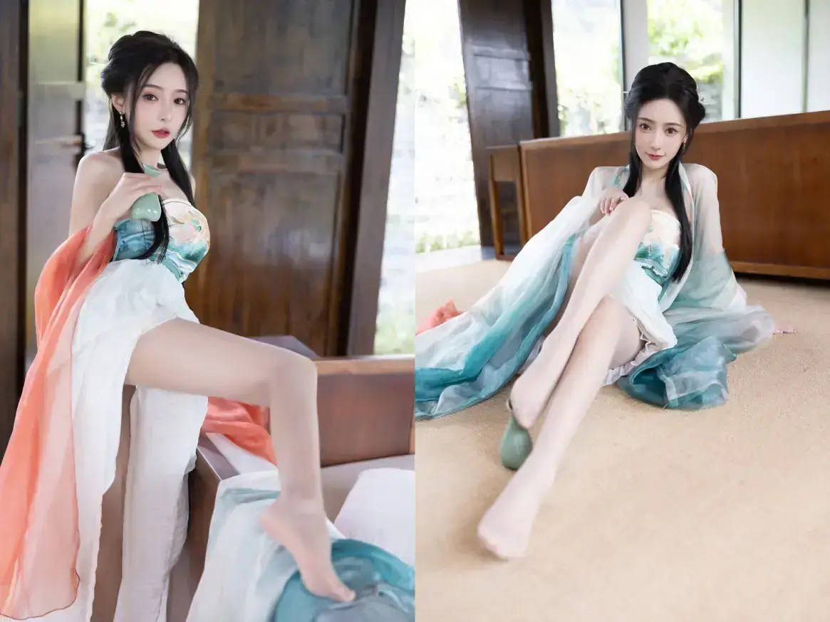 王馨瑶Yanni - 内购无水印 绿色古装 瀑布